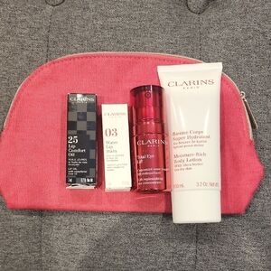 Clarins Beauty Set with Red Pouch